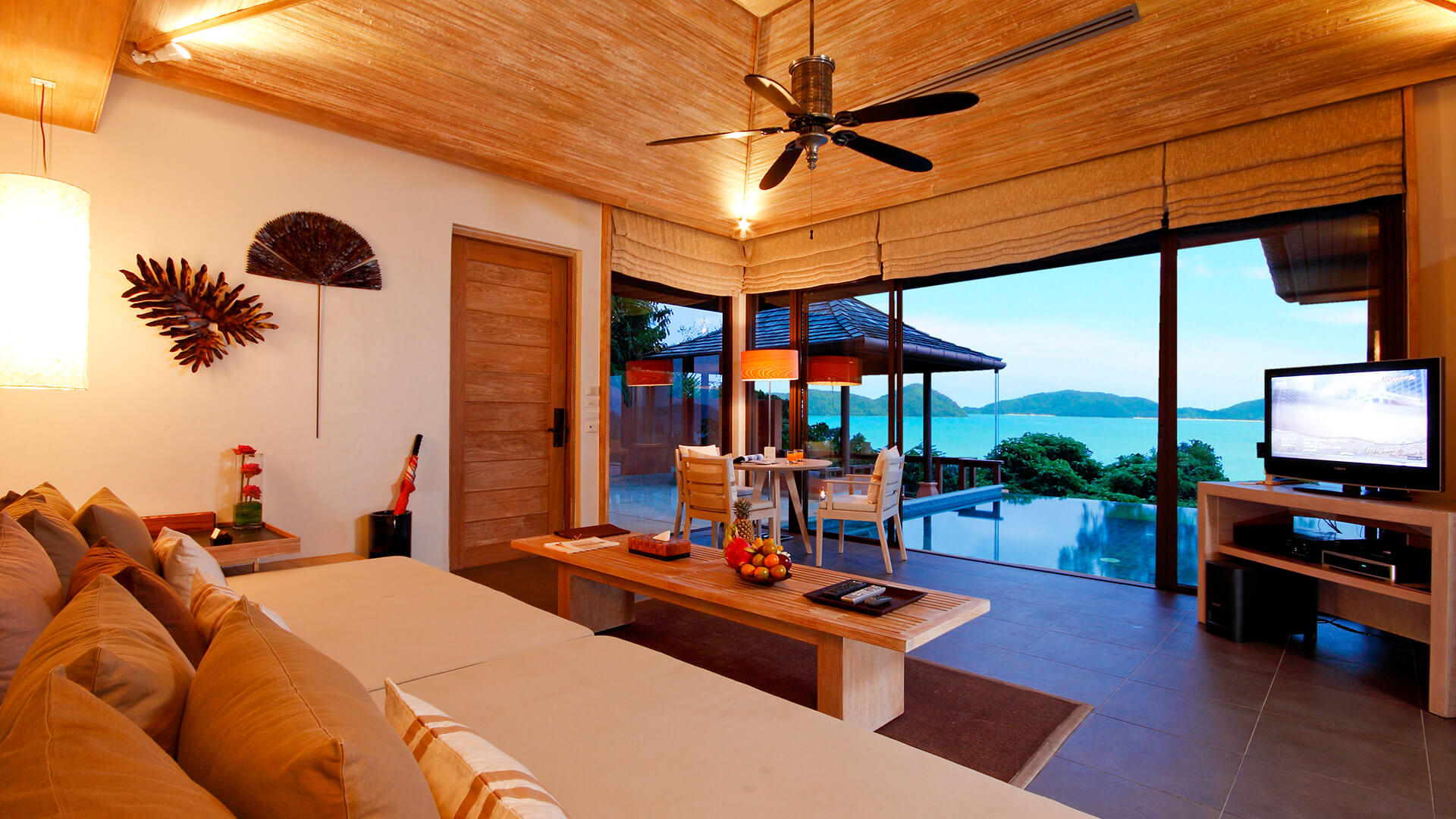 two bedroom pool villa ocean view phuket sri panwa luxury resort living room