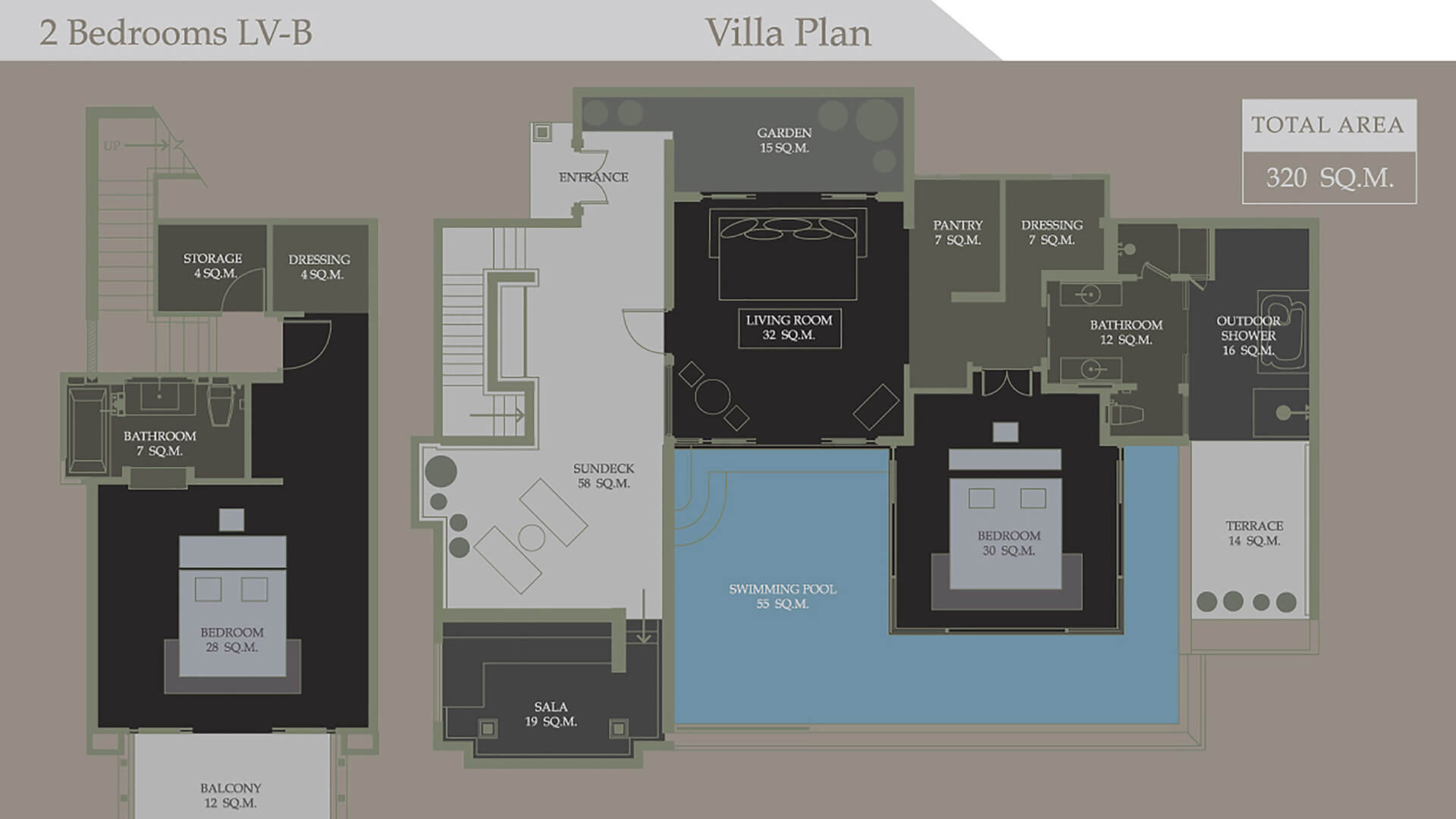 two bedroom private luxury pool villa ocean view resort sripanwa floor plan
